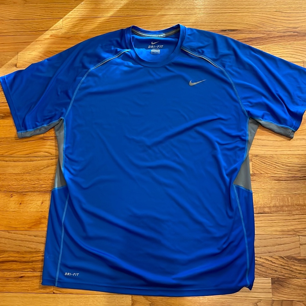 Nike XXL. Dri fit shirt. Blue with grey accents.